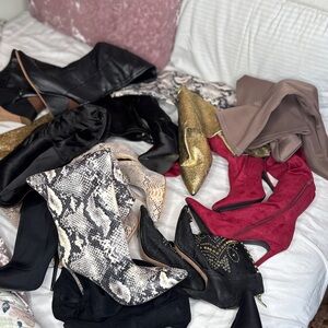 10 pairs of Stylish Boot Collection - Snakeskin, Red, Gold, Black